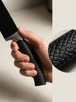 4-Piece Black Non-Stick Kitchen Knife Set, Grid Textured Non-Slip Handles