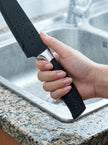 4-Piece Black Non-Stick Kitchen Knife Set, Grid Textured Non-Slip Handles