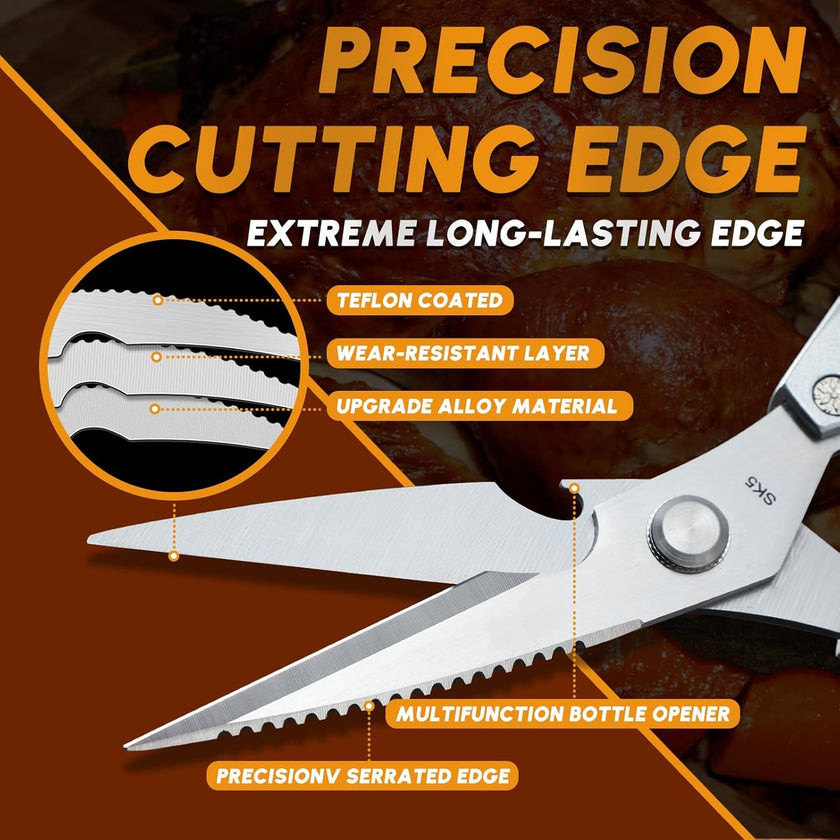 High-Hard Stainless Steel Kitchen Scissors, Aluminum Handle Dishwasher Safe