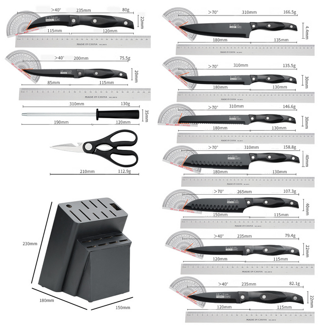 19-Piece Ultra-Sharp Kitchen Knife Set with Block