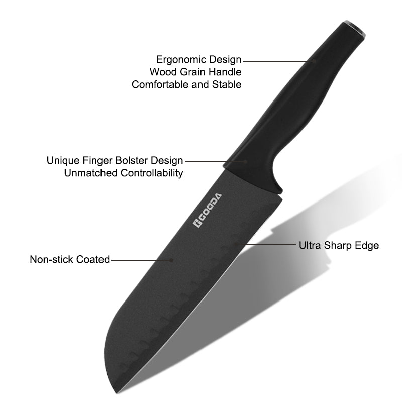 Kitchen Knife Set, 5-Piece Stainless Steel Multifunctional Chef Knife Set with Block & Gift Box Packaging