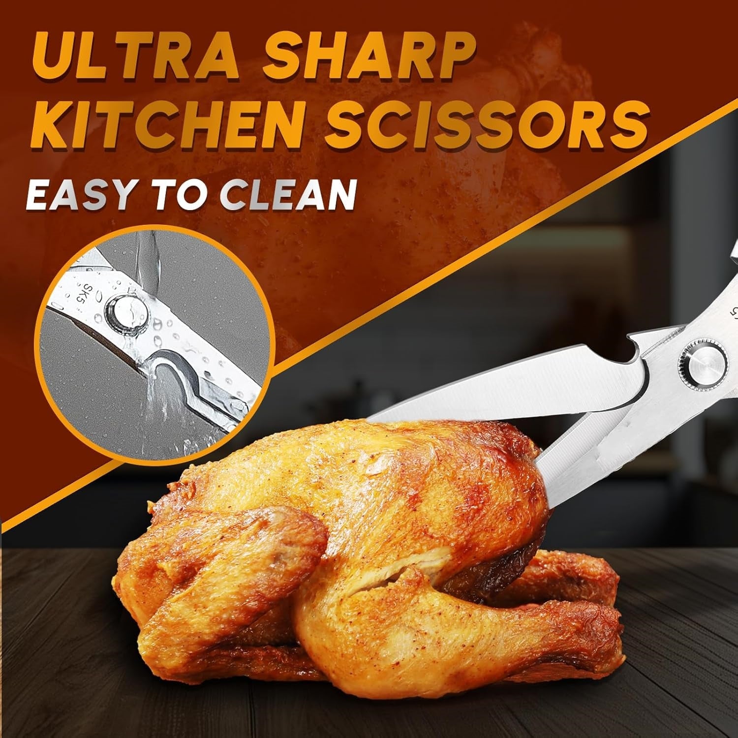 High-Hard Stainless Steel Kitchen Scissors, Aluminum Handle Dishwasher Safe