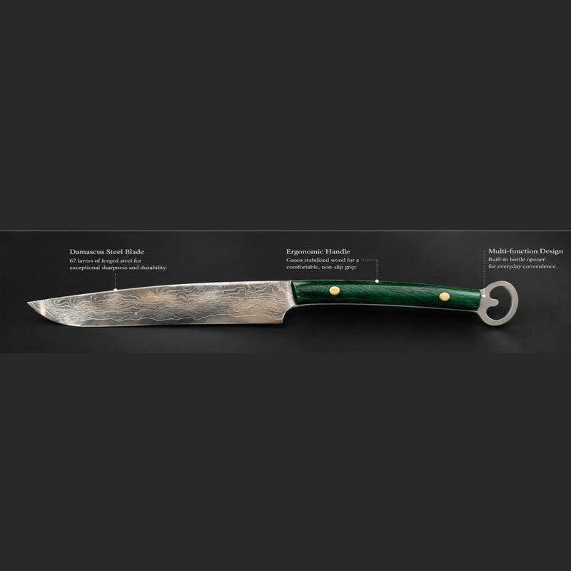 5 Inch 67-Layer Damascus Multi-Purpose Kitchen Knife with Built-in Bottle Opener