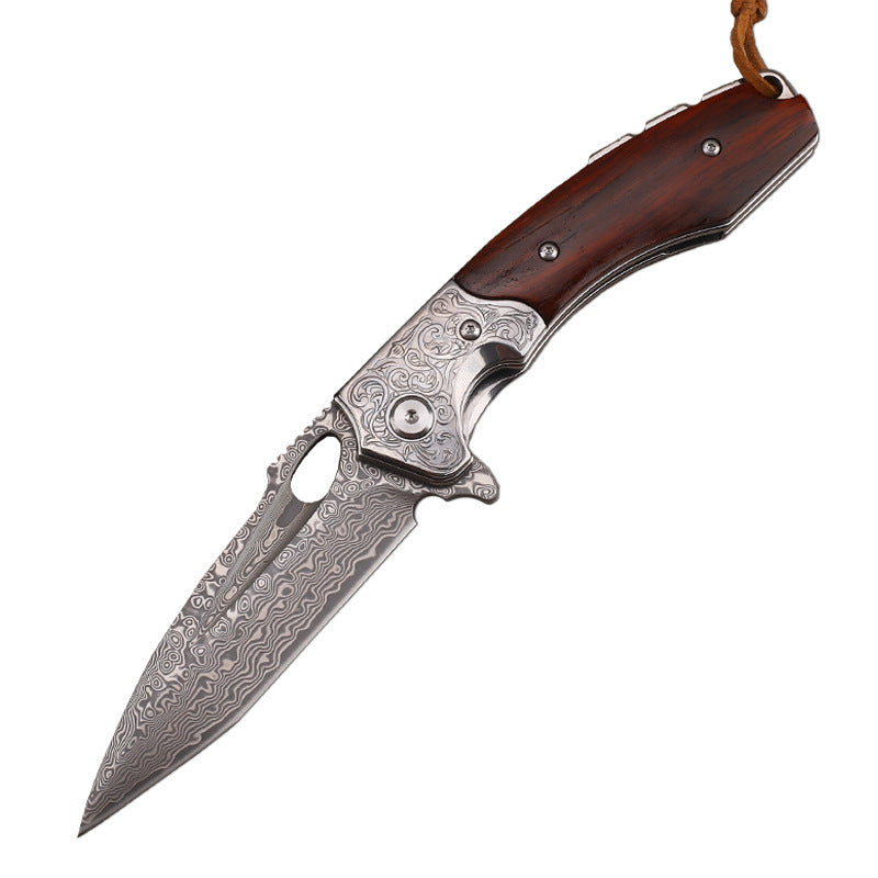 High-carbon steel M390 Damascus steel outdoor folding knife, survival knife for the outdoors