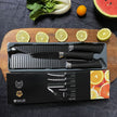 6-Piece Black Wave Non-Stick Kitchen Knife Set, Crocodile Embossed Anti-Slip Handles