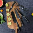 6-Piece Black Wave Non-Stick Kitchen Knife Set, Crocodile Embossed Anti-Slip Handles