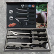 6-Piece Black Wave Non-Stick Kitchen Knife Set with Crocodile Anti-Slip Handles