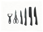 6-Piece Black Wave Non-Stick Kitchen Knife Set, Crocodile Embossed Anti-Slip Handles