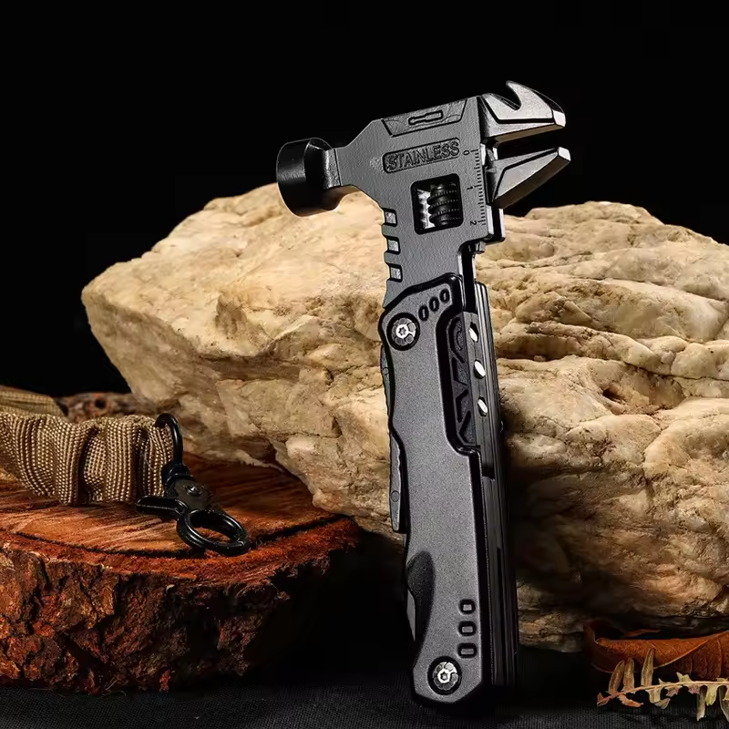 EDC Outdoor Multi-Functional Tactical Hammer with Folding Knife & Pliers