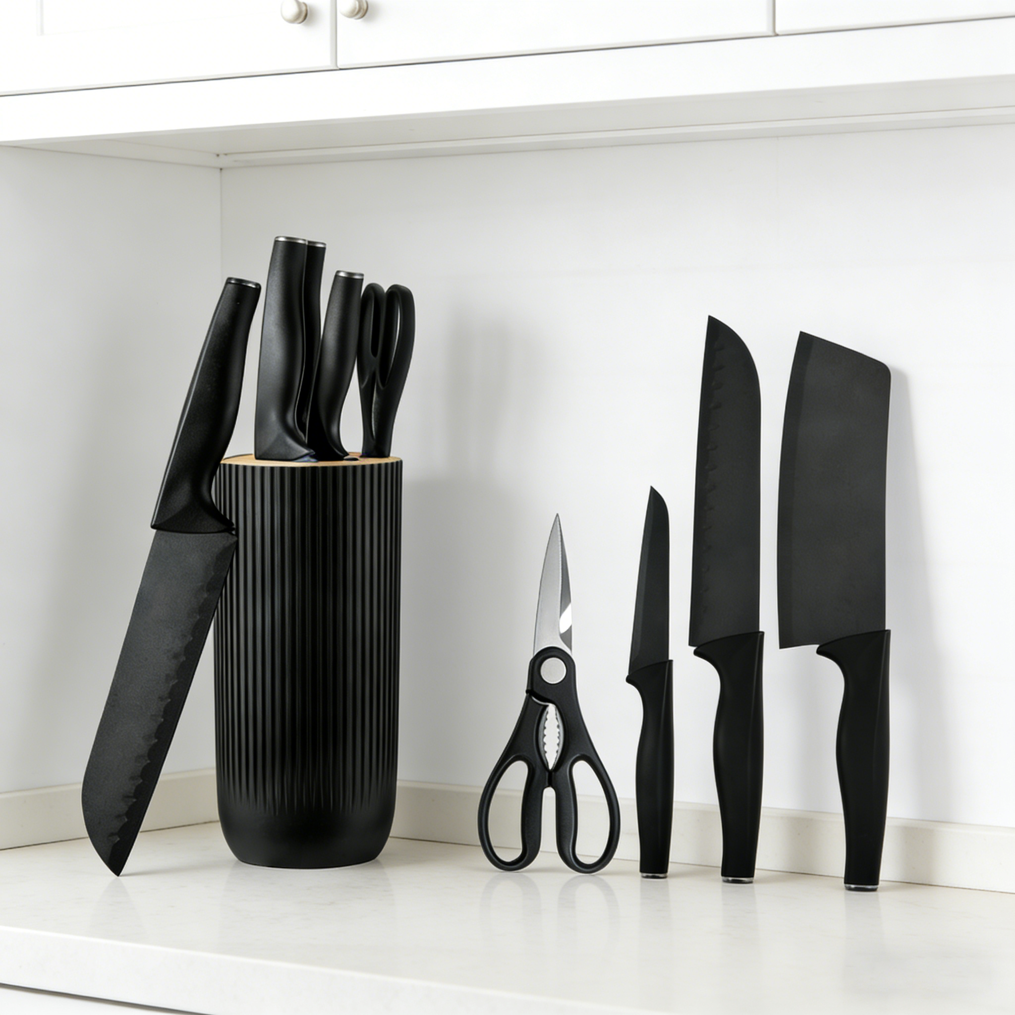 Kitchen Knife Set, 5-Piece Stainless Steel Multifunctional Chef Knife Set with Block & Gift Box Packaging