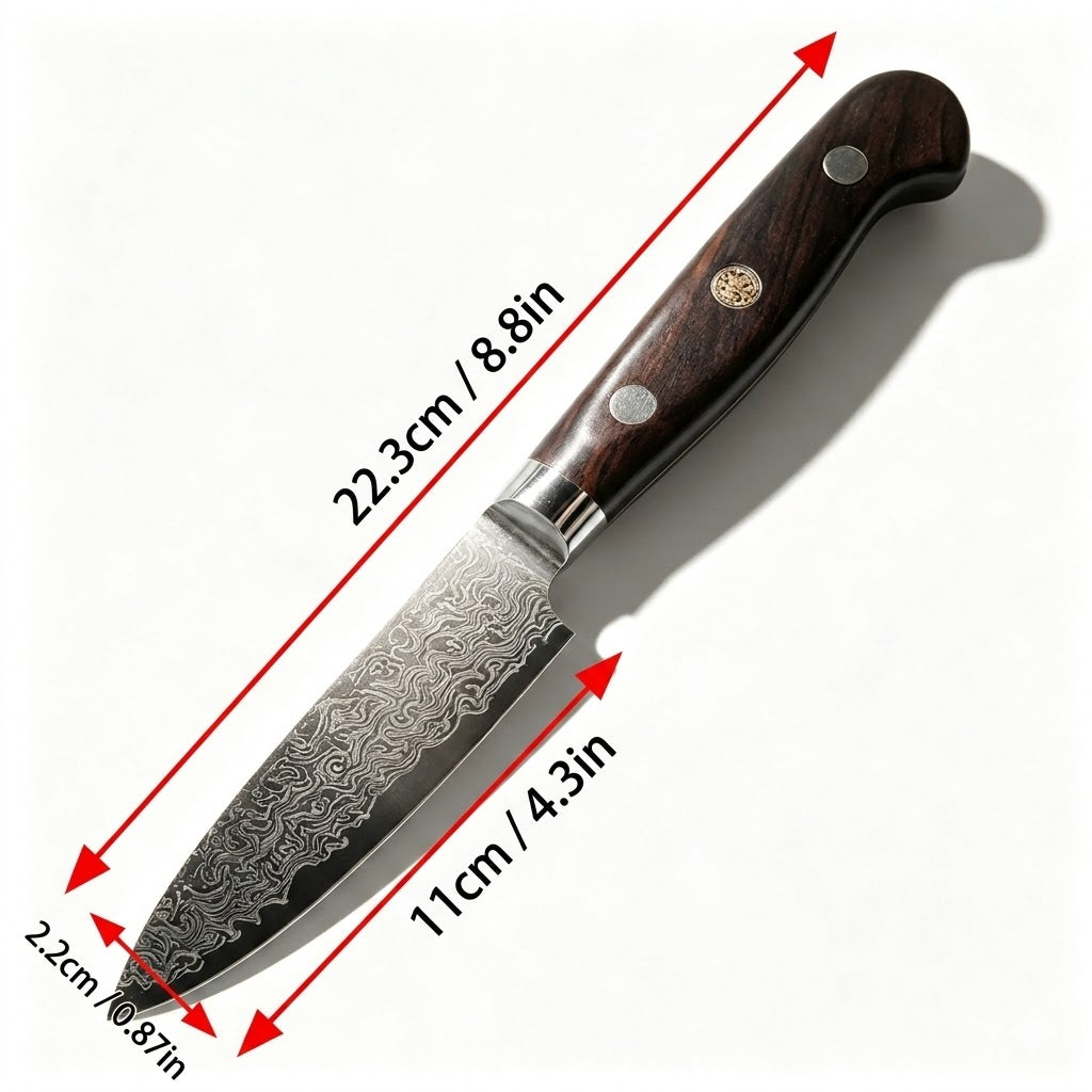 5 Inch 67-Layer Damascus Multipurpose Utility Paring Knife, Ergonomic Color-Stained Hardwood Handle