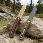 High-quality Damascus steel outdoor folding knife, G10 textured handle