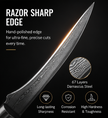 6 Inch 67-Layer Damascus Steel Boning Knife, Ergonomic Pattern Wood Handle, Professional Flexible Fillet Knife for Meat Deboning & Trimming