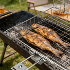 Portable Stainless Steel BBQ Grill Net, Heat-Resistant Handle