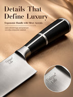 8 Pieces Premium Stainless Steel Kitchen Knife Set | 360° Rotating Acrylic Knife Block Complete Cutlery Collection