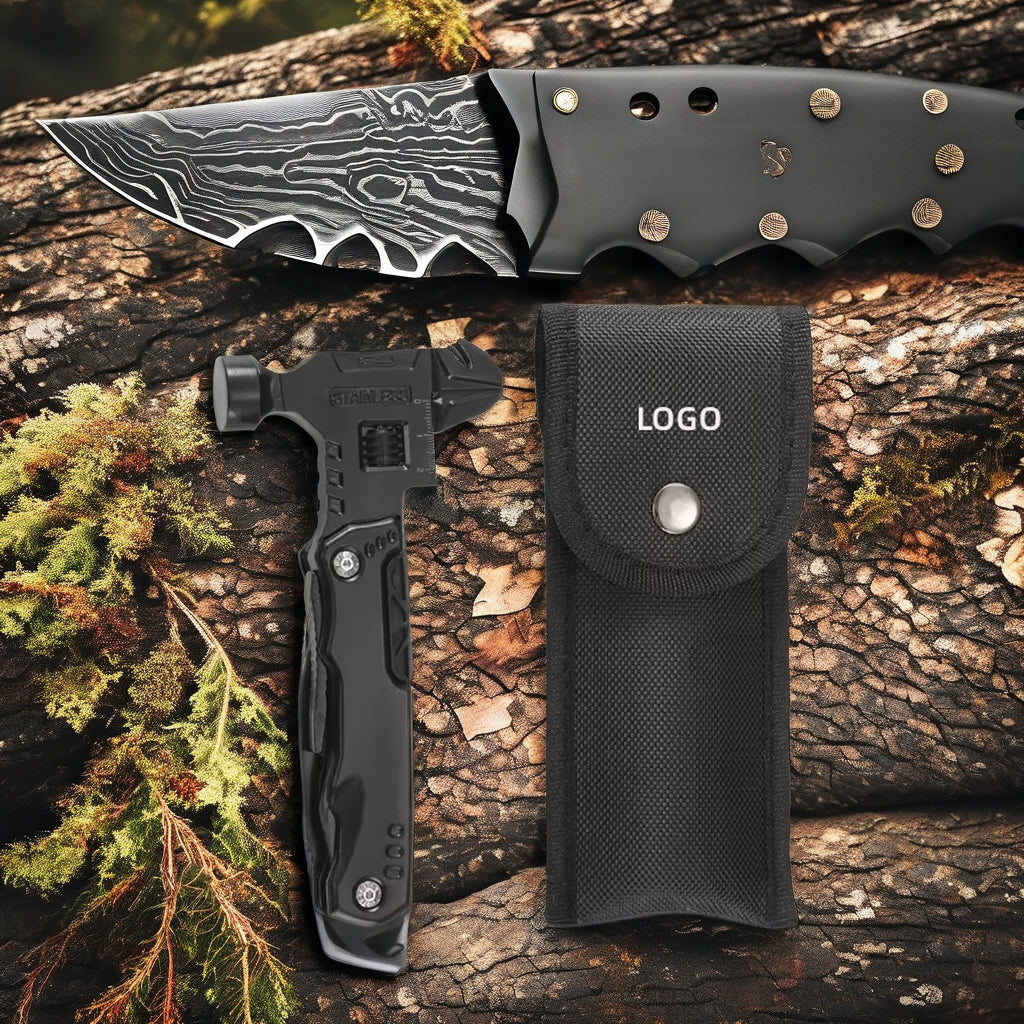 EDC Outdoor Multi-Functional Tactical Hammer with Folding Knife & Pliers
