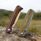 High-quality Damascus steel outdoor folding knife, G10 textured handle
