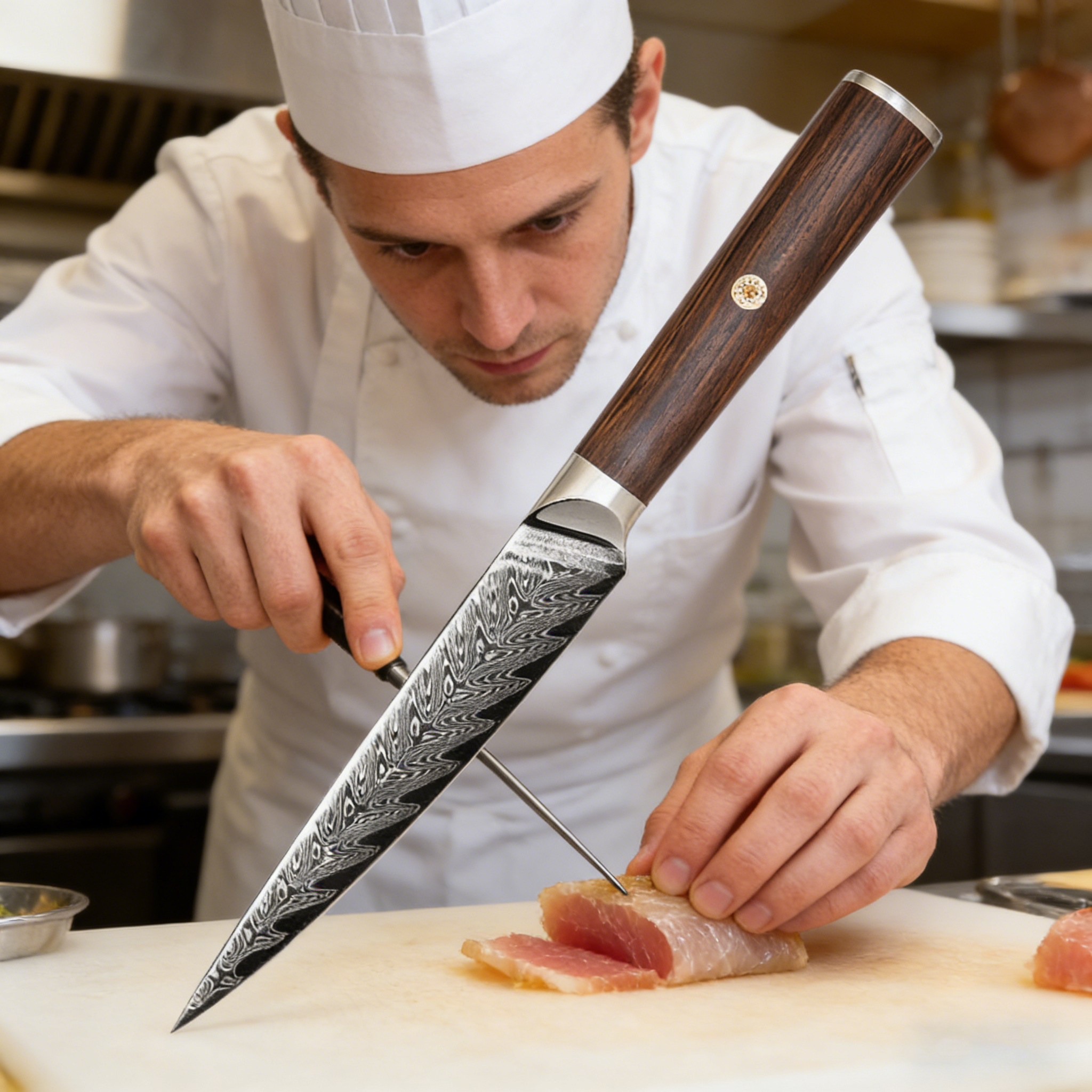 67-Layer Damascus Steel 5-Piece Wooden Handle Kitchen Knife Gift Set (with Storage Base)