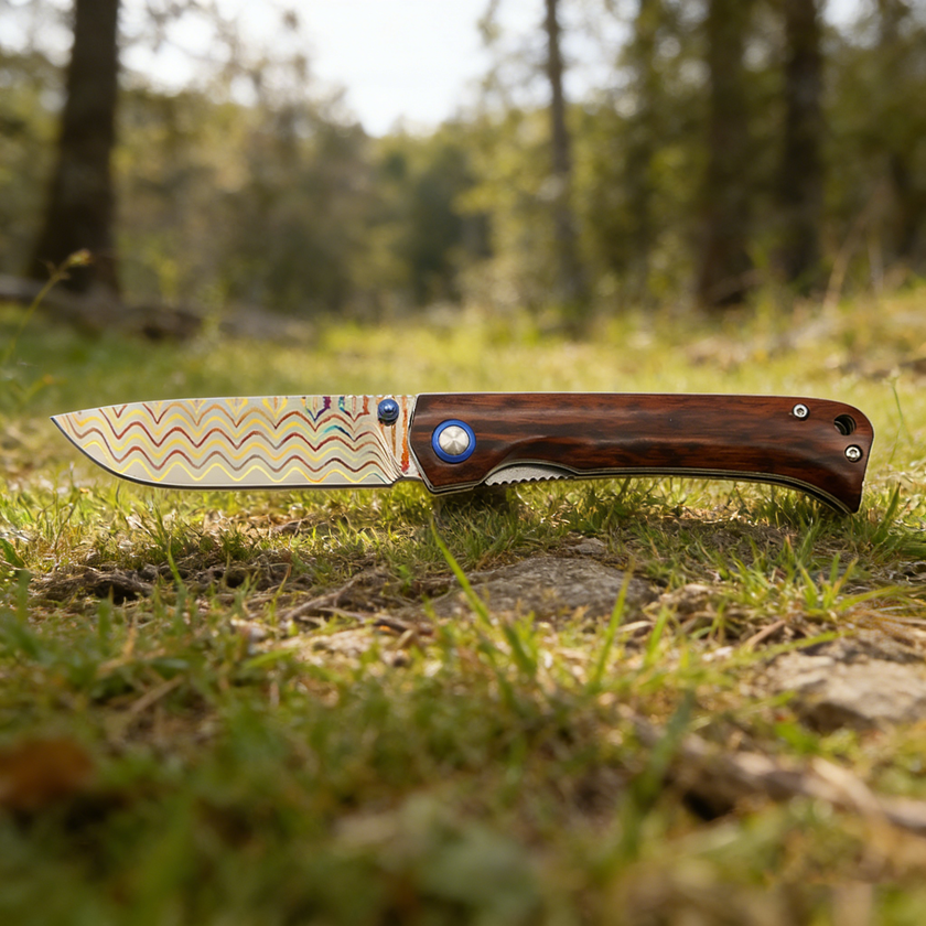 High-quality Damascus steel outdoor folding knife, G10 textured handle