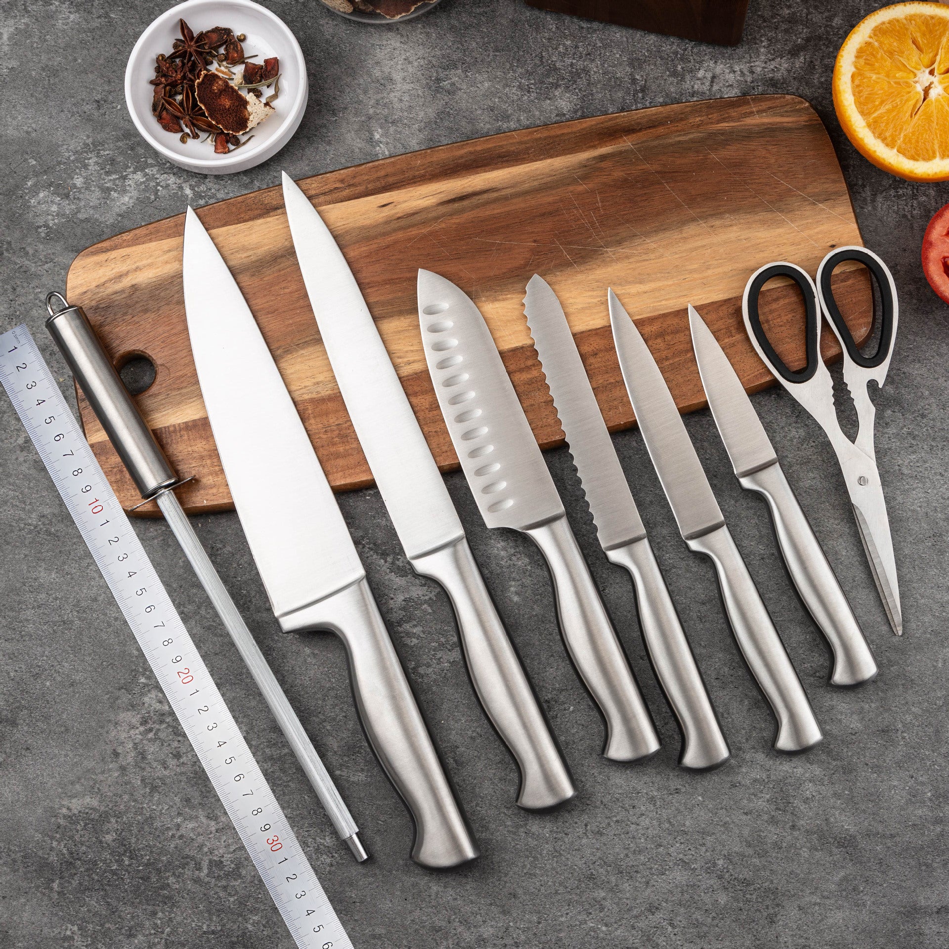 15-Piece High-Quality Kitchen Knife Set with Wooden Block
