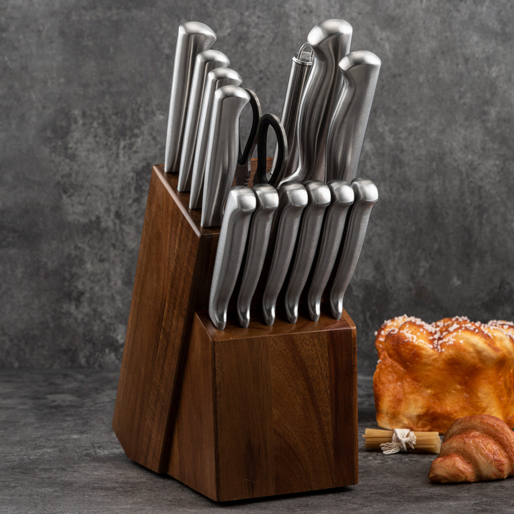 15-Piece High-Quality Kitchen Knife Set with Wooden Block