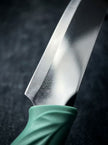 6 Pcs Polished Stainless Steel Kitchen Knife Set, Fresh Turquoise Leaf-Shaped Ergonomic Handles