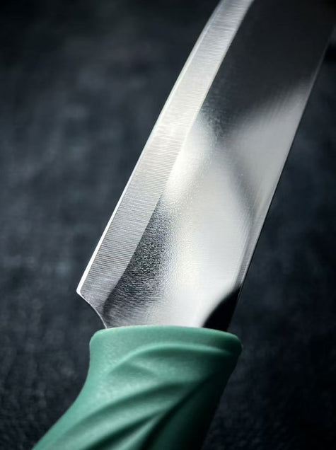 6 Pcs Polished Stainless Steel Kitchen Knife Set, Fresh Turquoise Leaf-Shaped Ergonomic Handles