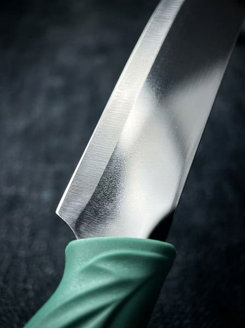 6 Pcs Polished Stainless Steel Kitchen Knife Set, Fresh Turquoise Leaf-Shaped Ergonomic Handles