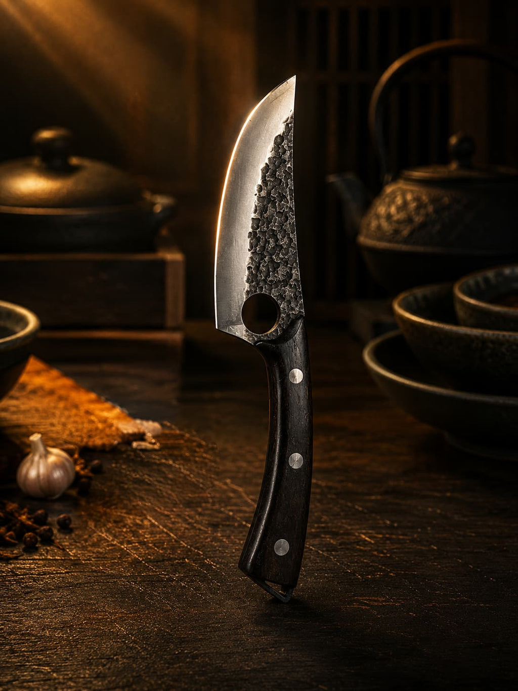 Hand Forged 5Cr15 Damascus Boning & Utility Chef Knife