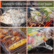 Portable Stainless Steel BBQ Grill Net, Heat-Resistant Handle