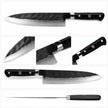 8 Inch VG10 Core Three-Ply Forged Chef Knife, Hand Hammered Blade, Stabilized Black Color Wood Handle, Professional Multipurpose Kitchen Cooking Knife