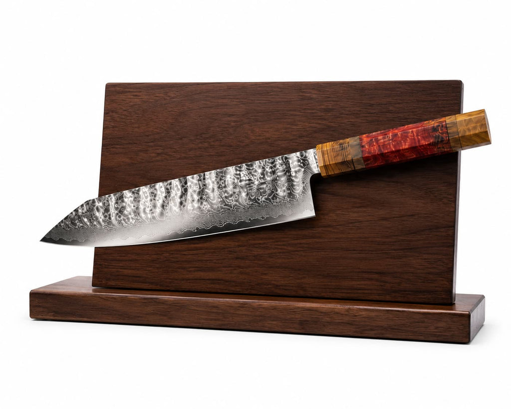 8.7 Inch 9Cr18 Damascus Steel Kiritsuke Chef Knife, Octagonal Spliced Stabilized Wood Handle, All-Purpose Premium Kitchen Knife
