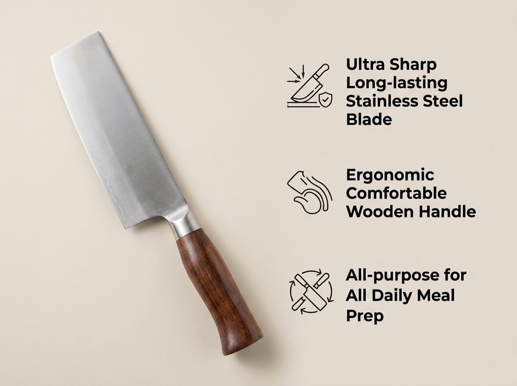 7 Inch 9Cr18Mov High Carbon Steel Chinese Vegetable Cleaver