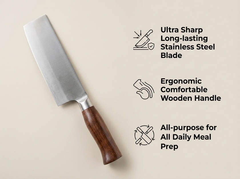 7 Inch 9Cr18Mov High Carbon Steel Chinese Vegetable Cleaver