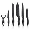 6 Pcs Swiss Design Black Marble Speckled Kitchen Knife Gift Set, Non-Stick Stainless Steel Blades, Ergonomic Twisted Wave Handles