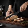 6 Pcs Swiss Design Black Marble Speckled Kitchen Knife Gift Set, Non-Stick Stainless Steel Blades, Ergonomic Twisted Wave Handles