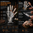 9pcs White Rose Gold Kitchen Knife Set with Rotating Utensil Holder