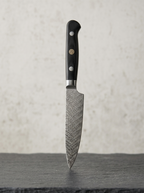 5.5 Inch 67-Layer Damascus Steel Multipurpose Utility Knife, Black Micarta Handle with Decorative Brass Flower Rivet, Premium Small Kitchen Paring Knife with Luxury Wooden Gift Box