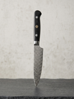5.5 Inch 67-Layer Damascus Steel Multipurpose Utility Knife, Black Micarta Handle with Decorative Brass Flower Rivet, Premium Small Kitchen Paring Knife with Luxury Wooden Gift Box