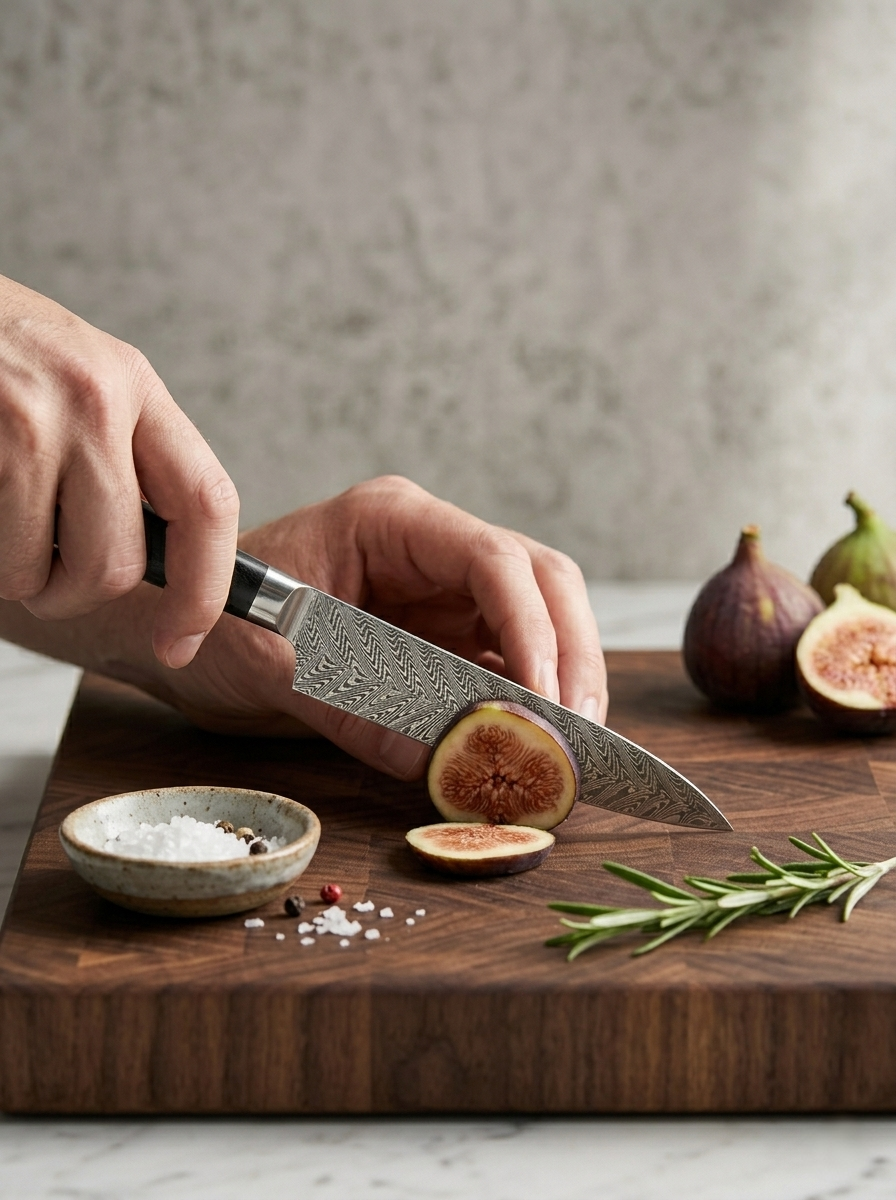 5.5 Inch 67-Layer Damascus Steel Multipurpose Utility Knife, Black Micarta Handle with Decorative Brass Flower Rivet, Premium Small Kitchen Paring Knife with Luxury Wooden Gift Box