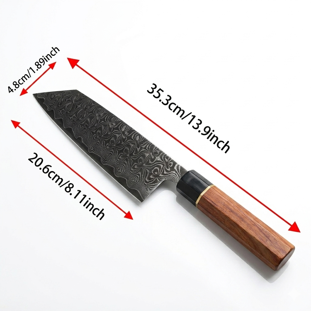 8.1 Inch 67-Layer Damascus Steel Kiritsuke Chef Knife, Traditional Octagonal Natural Wood Handle, Multipurpose Professional Kitchen Sushi & Meat Cutting Knife