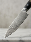 5.5 Inch 67-Layer Damascus Steel Multipurpose Utility Knife, Black Micarta Handle with Decorative Brass Flower Rivet, Premium Small Kitchen Paring Knife with Luxury Wooden Gift Box