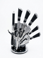 Unique Life 7 Pieces Professional Kitchen Knife Set | Ergonomic Non-Slip Handles | Premium Stainless Steel Cutlery with Rotating Stand