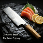 Damascus NAkiri 7-inch Sharp Meat and Vegetable Kitchen Knife, Multi-Purpose Asian Chef's Knife, Suitable for Home and Professional Kitchens, with Ergonomic Handle
