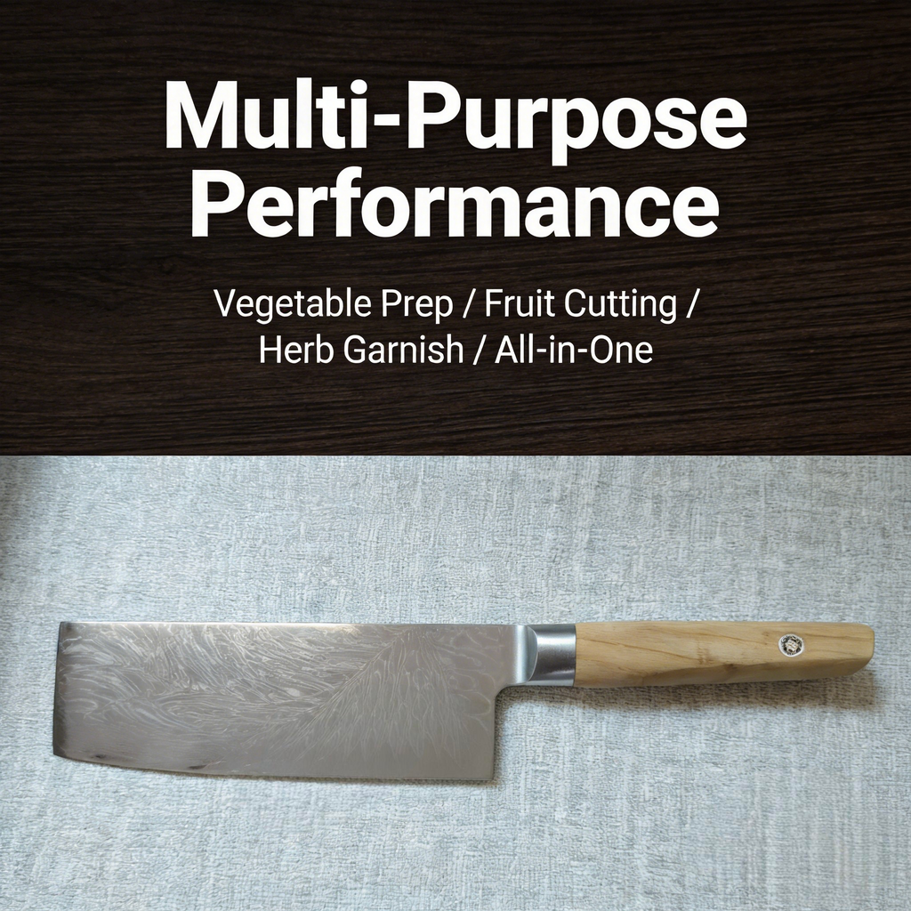 Damascus NAkiri 7-inch Sharp Meat and Vegetable Kitchen Knife, Multi-Purpose Asian Chef's Knife, Suitable for Home and Professional Kitchens, with Ergonomic Handle
