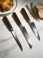 Hand Forged Damascus Steel 3 Pieces Culinary Knife Set – Luxury Kitchen Essential