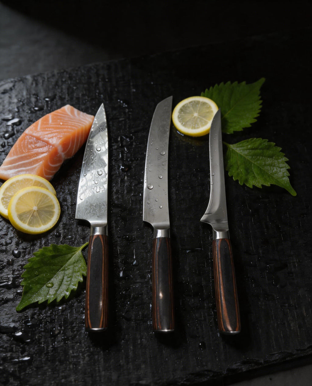 Hand Forged Damascus Steel 3 Pieces Culinary Knife Set – Luxury Kitchen Essential