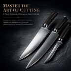 Hand Forged Damascus Steel 3 Pieces Culinary Knife Set – Luxury Kitchen Essential