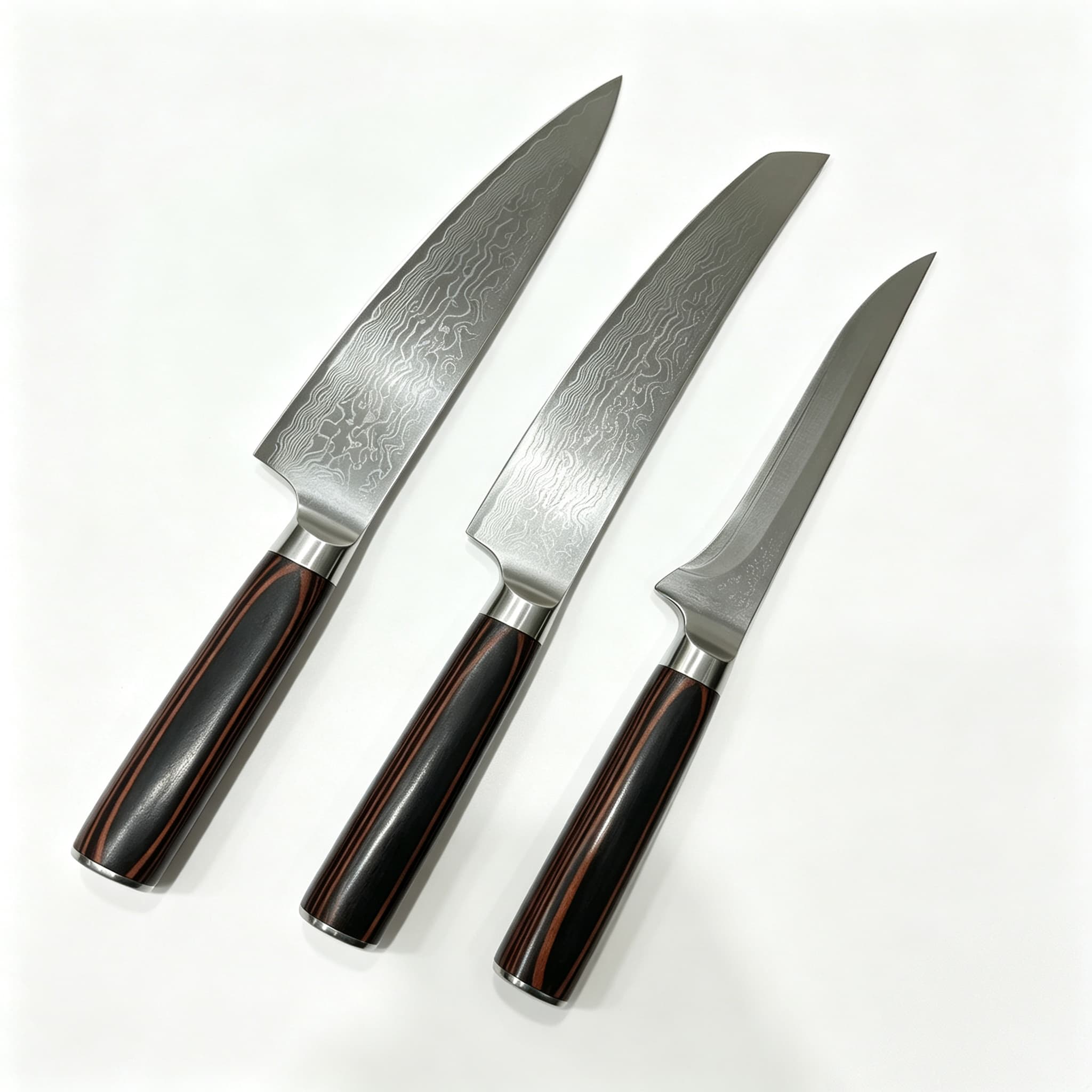 Hand Forged Damascus Steel 3 Pieces Culinary Knife Set – Luxury Kitchen Essential メイン画像