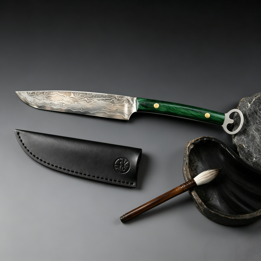 5 Inch 67-Layer Damascus Multi-Purpose Kitchen Knife with Built-in Bottle Opener